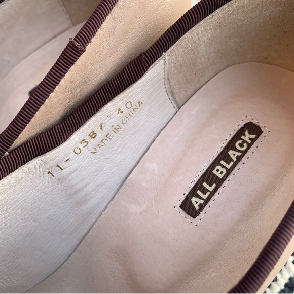 ALL BLACK Tan Bow Heels size 40 (9) - Picture 6 of 6